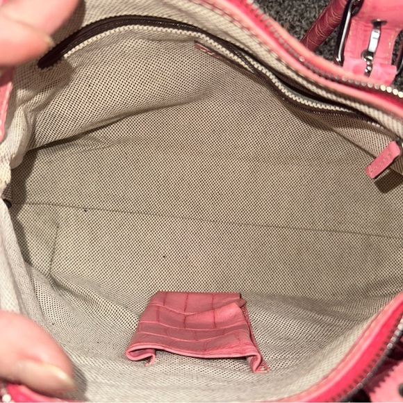 Dooney & Bourke Pink Crocodile-Embossed Shoulder Bag - Picture 4 of 12